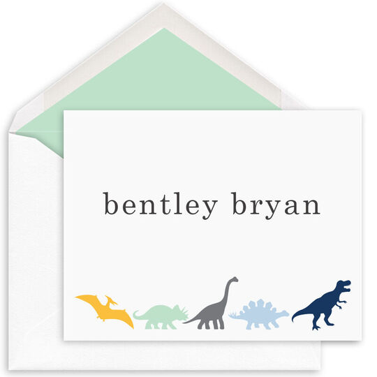 Parade of Dinosaurs Folded Note Cards